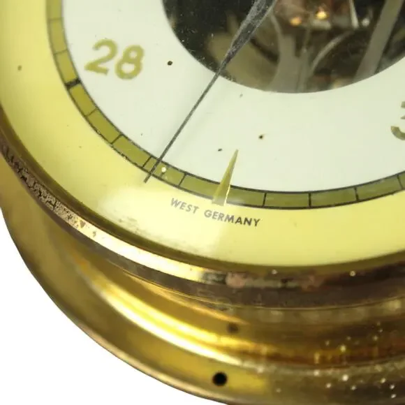 Vintage Broadway Brass Barometer West Germany Weather Instrument Wall Hanging - Picture 8 of 12